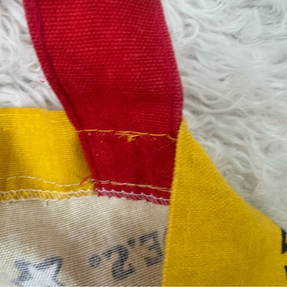 Trader Joe’s Waffle & Toast Yellow Tote Bag with Red Handles Reusable - Picture 7 of 9